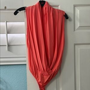 Marciano Coral Draped Sleeveless Bodysuit Top